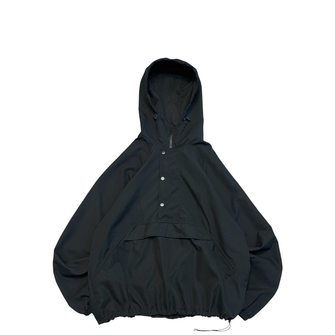 美品】USED 00s ナイロン アノラックパーカー ドローコード付き BLK