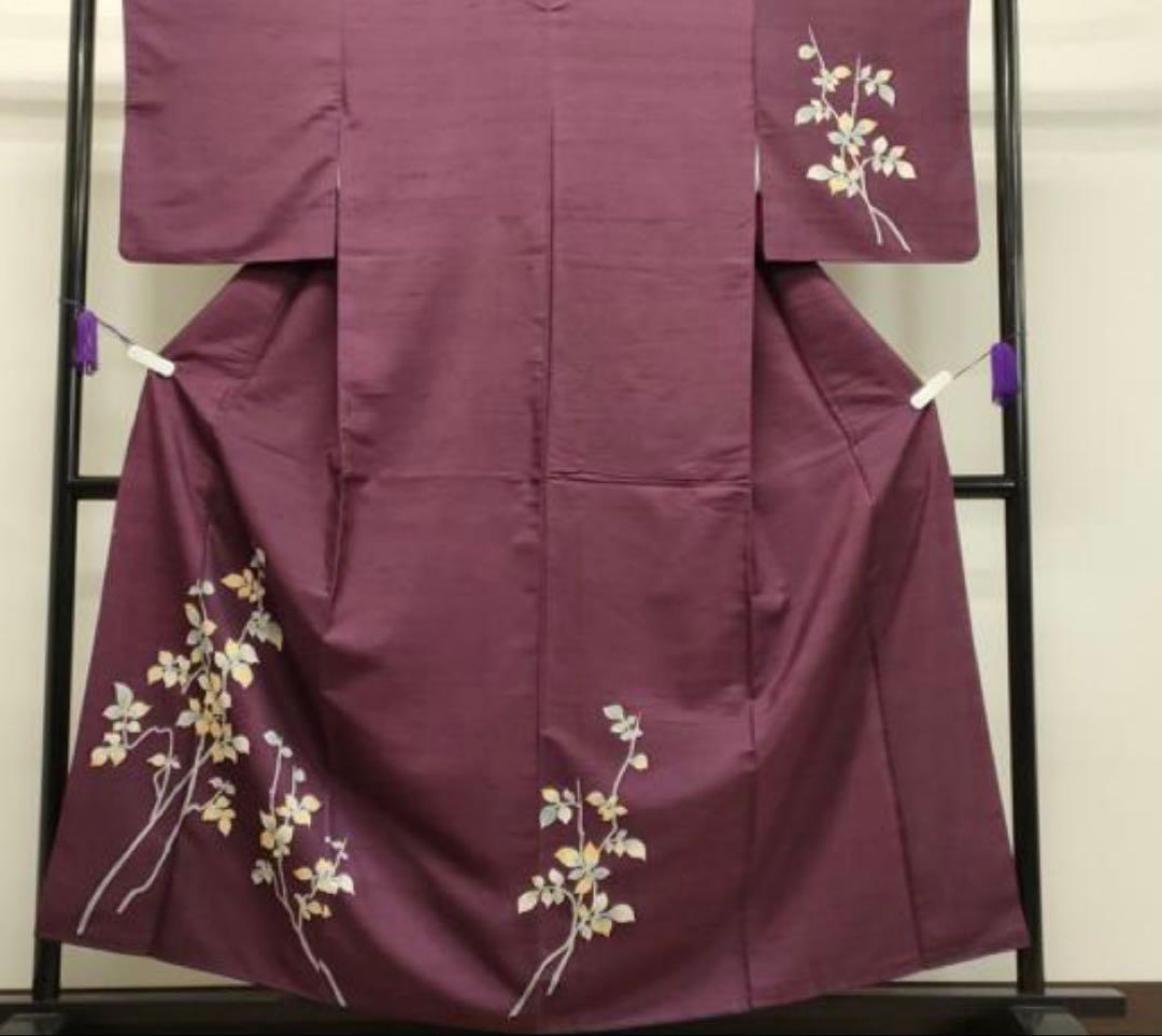 着物リメイク訪問着 枝花文 正絹から作務衣 長身の方でも股下75センチ