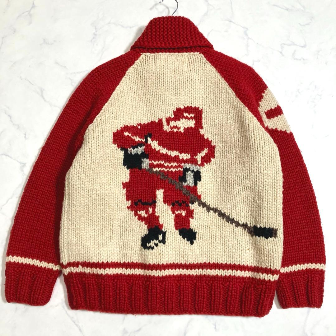 良品✨カナディアンセーター カウチンニット バイカラー アイス