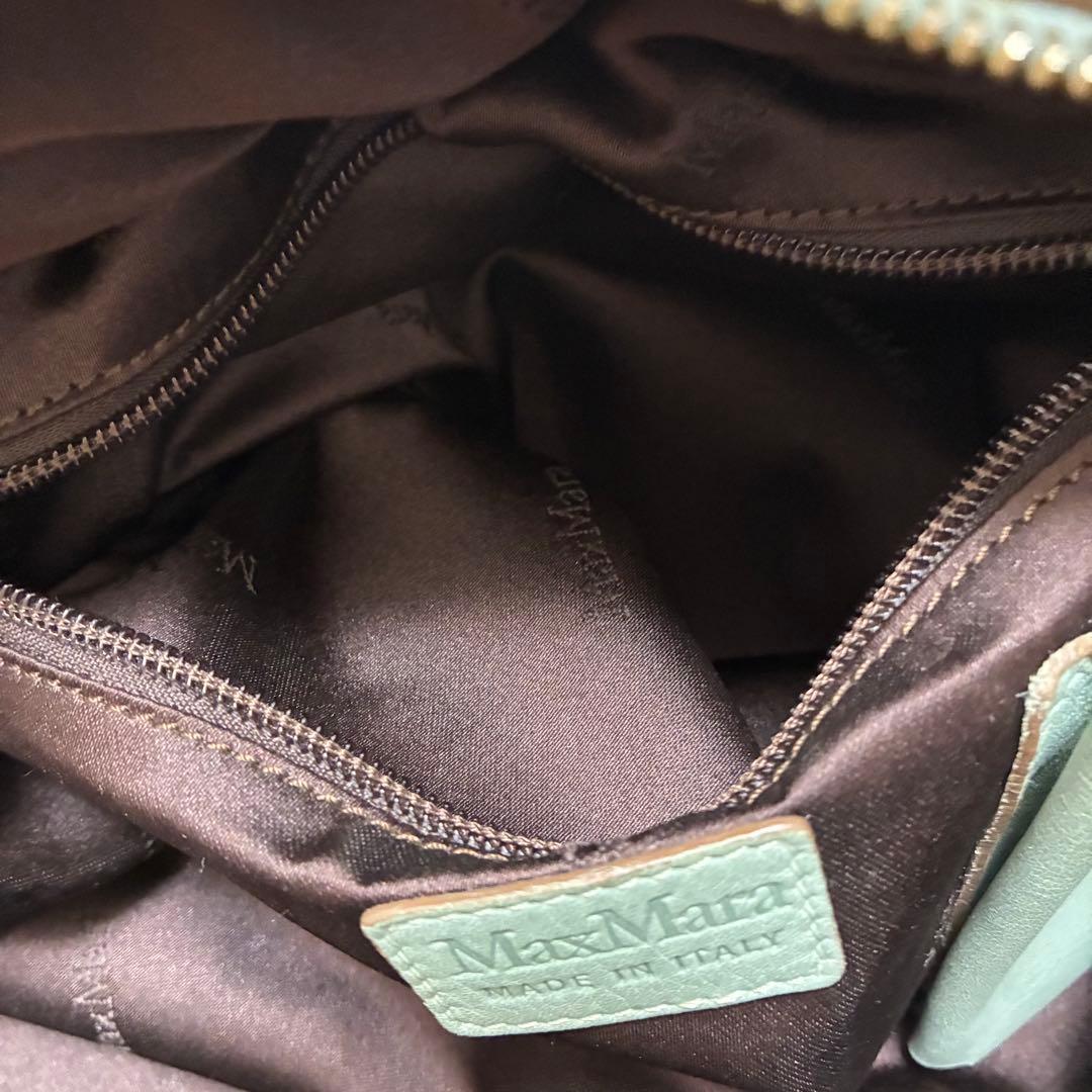 美品 マックスマーラ ハンドバッグ 巾着 ロゴプレート ゴールド金具 本