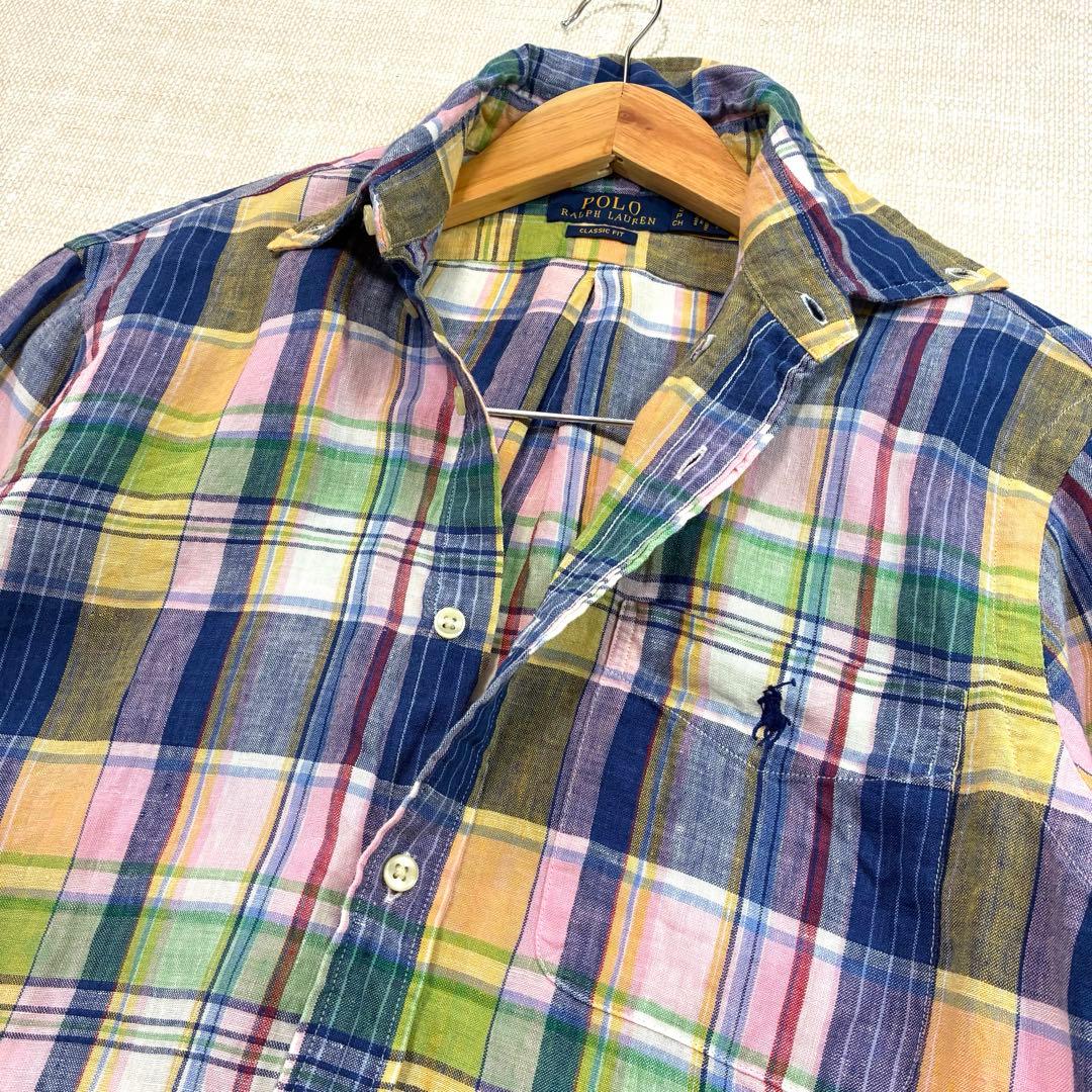 未使用品◇現行 ラルフローレン マドラスチェック リネンシャツ - メルカリ