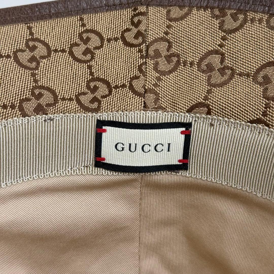 ほぼ未使用】グッチ バケットハット GGキャンバス ブラウン Sサイズ 57