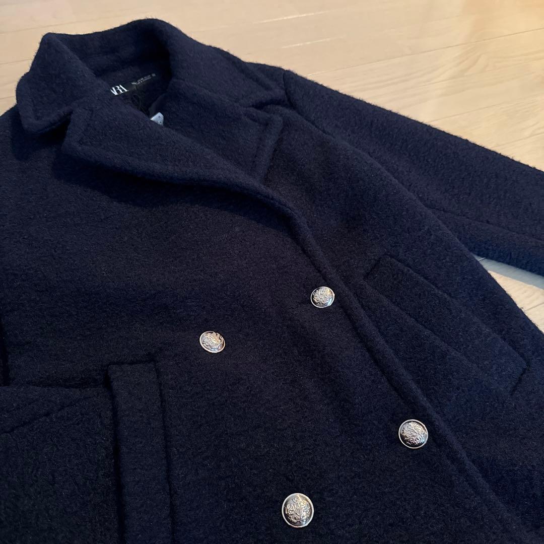 ZARA ブークレーダブルブレストピーコート サイズXS - メルカリ