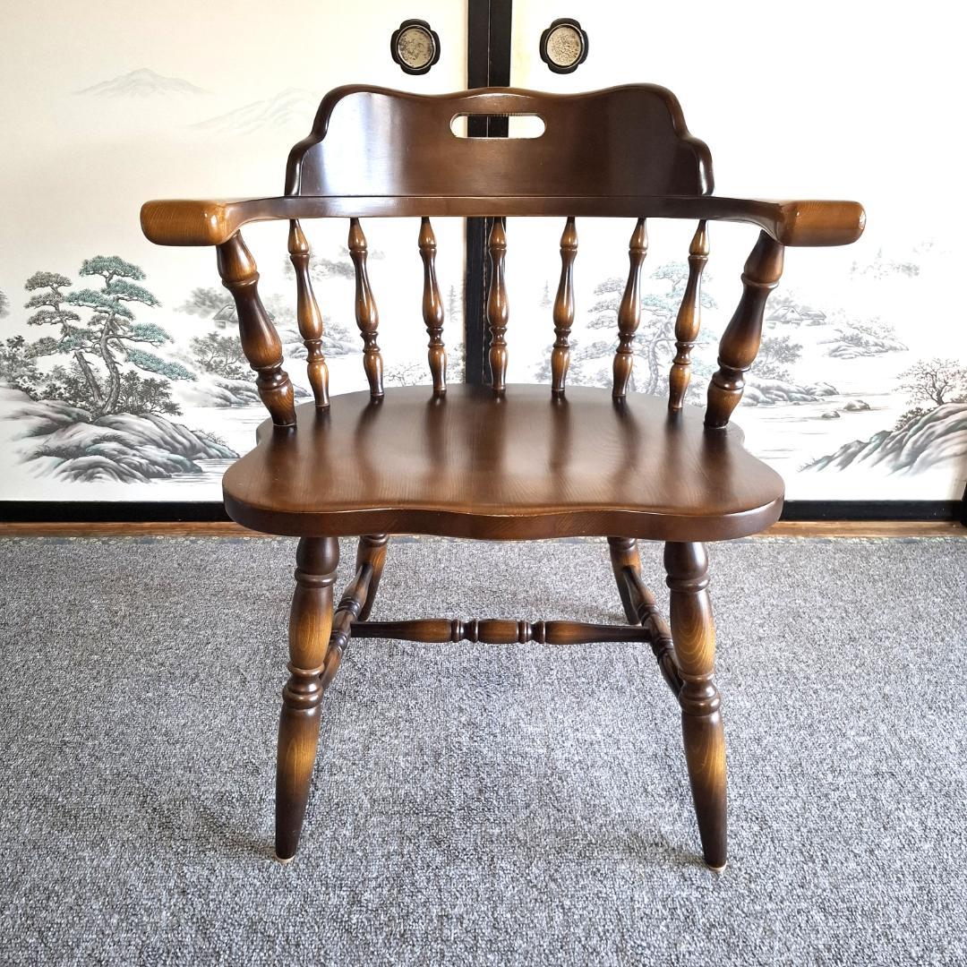 ⑥★飛騨産業★キツツキマーク★ウィンザーチェア★ダイニングチェア★ A 飛騨産業 キツツキマーク ウィンザーダイニングチェア ローバック