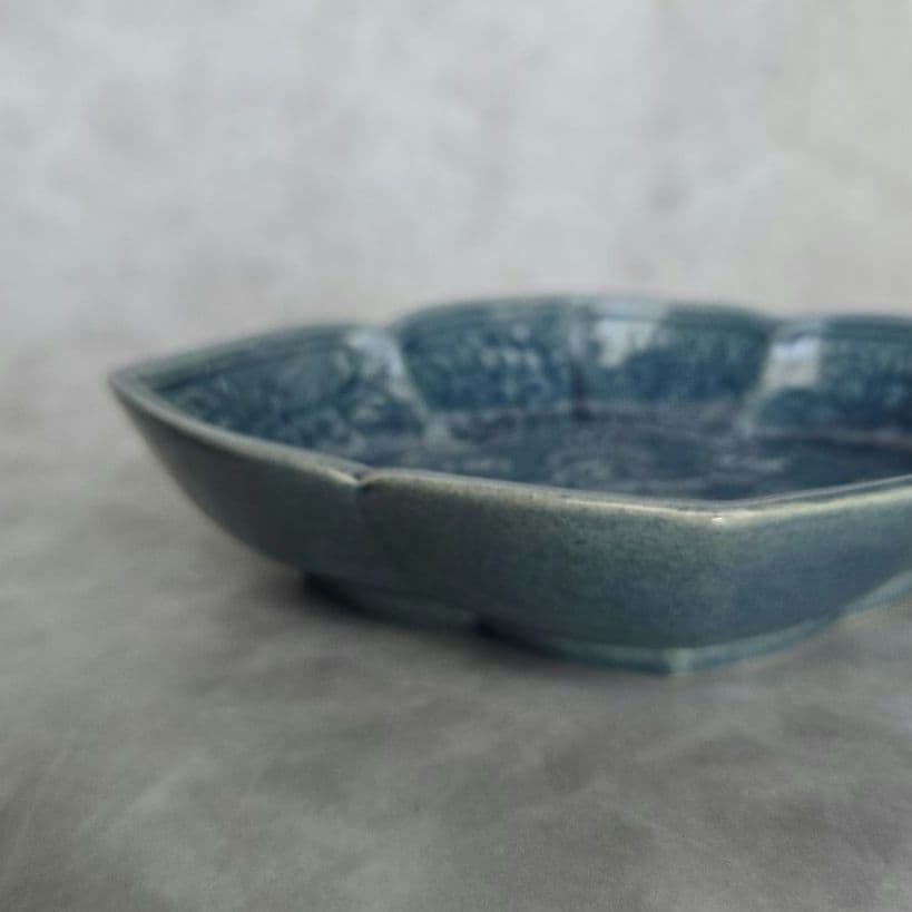 淡路 珉平焼 変形皿 ドラゴン 龍 江戸 明治 アンティーク 骨董 金継ぎ