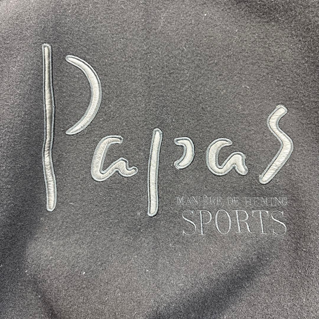 美品 PAPAS パパス スタジャン レザー切り替え バックロゴ 黒 - メルカリ