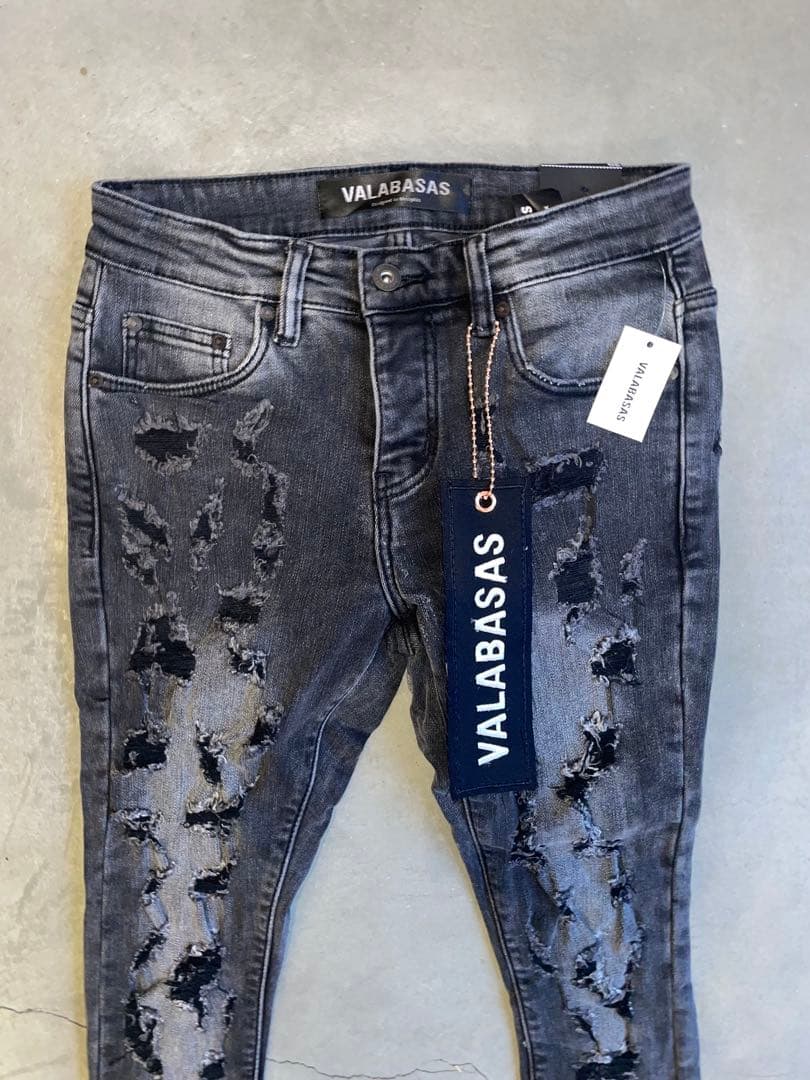 バラバサスvalabasas ハードクラッシュストレッチフレア グレーデニム