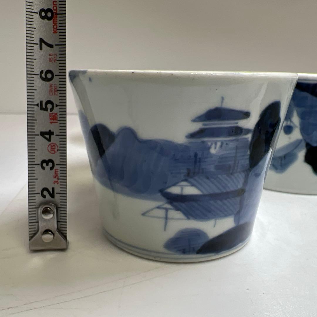 古伊万里染付そば猪口10客 口径約8㎝ 東Y8-0122②タトチ