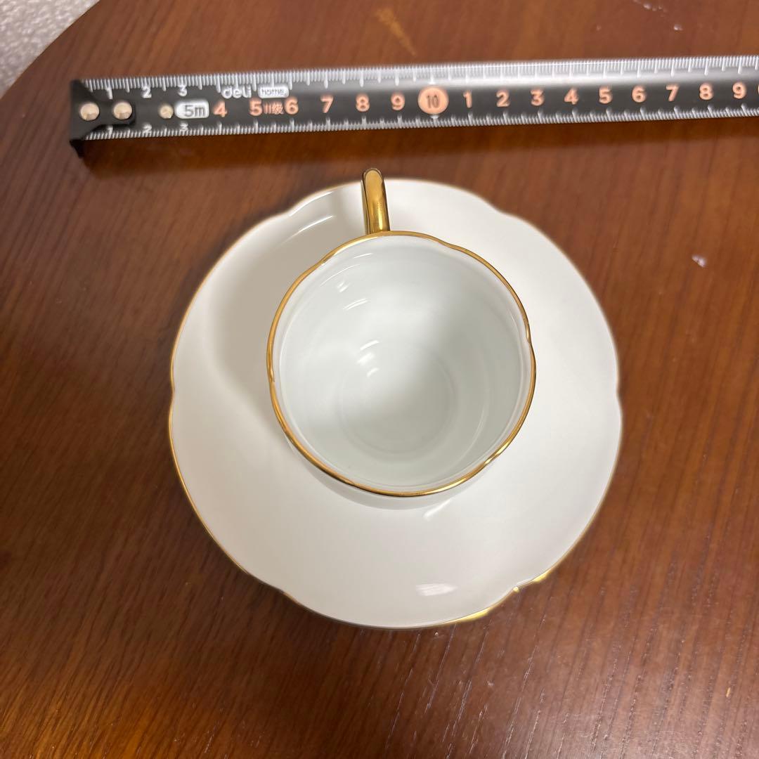 未使用品 大倉陶園 色蒔き 白 デミタスカップ&ソーサー ホワイト