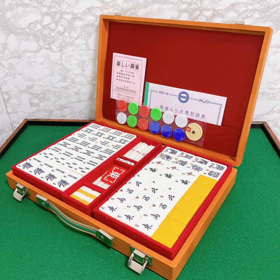 美品】 ミズノ丸一 国士 ジャンボ アメリカ麻雀 麻雀牌 金文字 特大牌