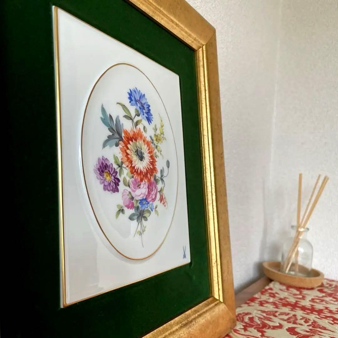 額装五つ花＊額装34cm×31cm・画18cm×15cm・Meissen・美品