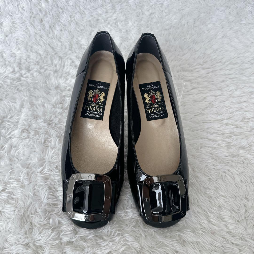 【美品】MIHAMA エナメルフラットシューズ シルバーバックル 24㎝ フラットシューズ （フラットシューズ）｜MIHAMA / ミハマ