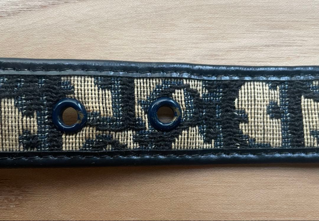 ディオール トロッター柄 ゴールドロゴバックル キャンバス×レザー