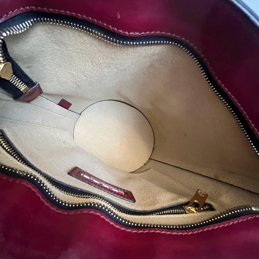 極美品✨ MARNI マルニ ショルダーバッグ バケツバッグ レザー 赤系