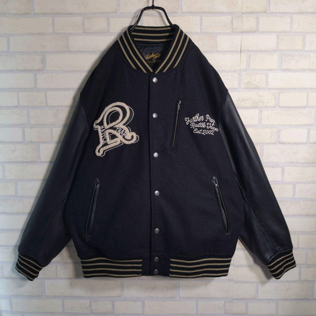 ラトルトラップ☆総刺繍 スカル アームレザー 羊革 メルトン