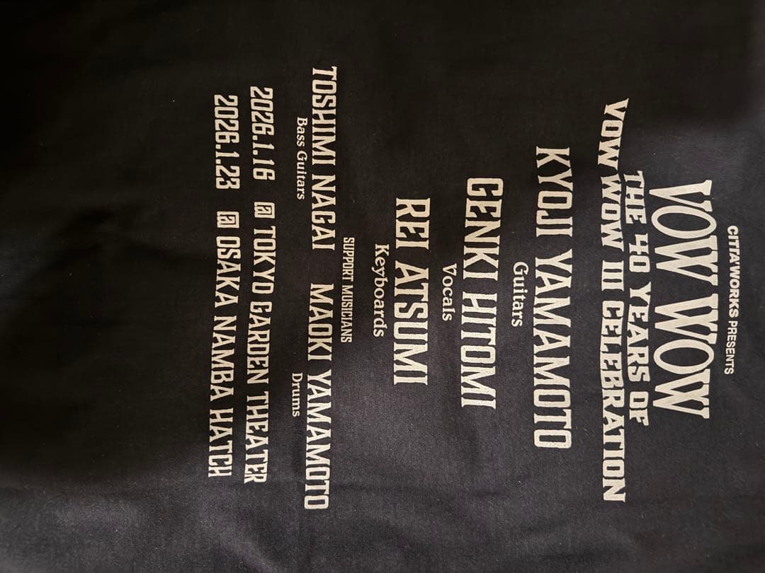 VOW WOW 40周年記念 Tシャツ ブラック XL 人見元基 vowwow - メルカリ