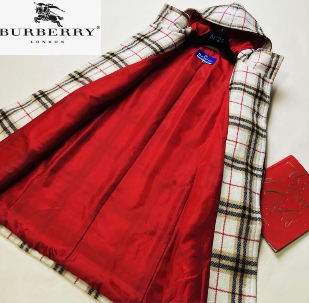 Burberry チェック柄 フード付き ダッフルコート ロングコート