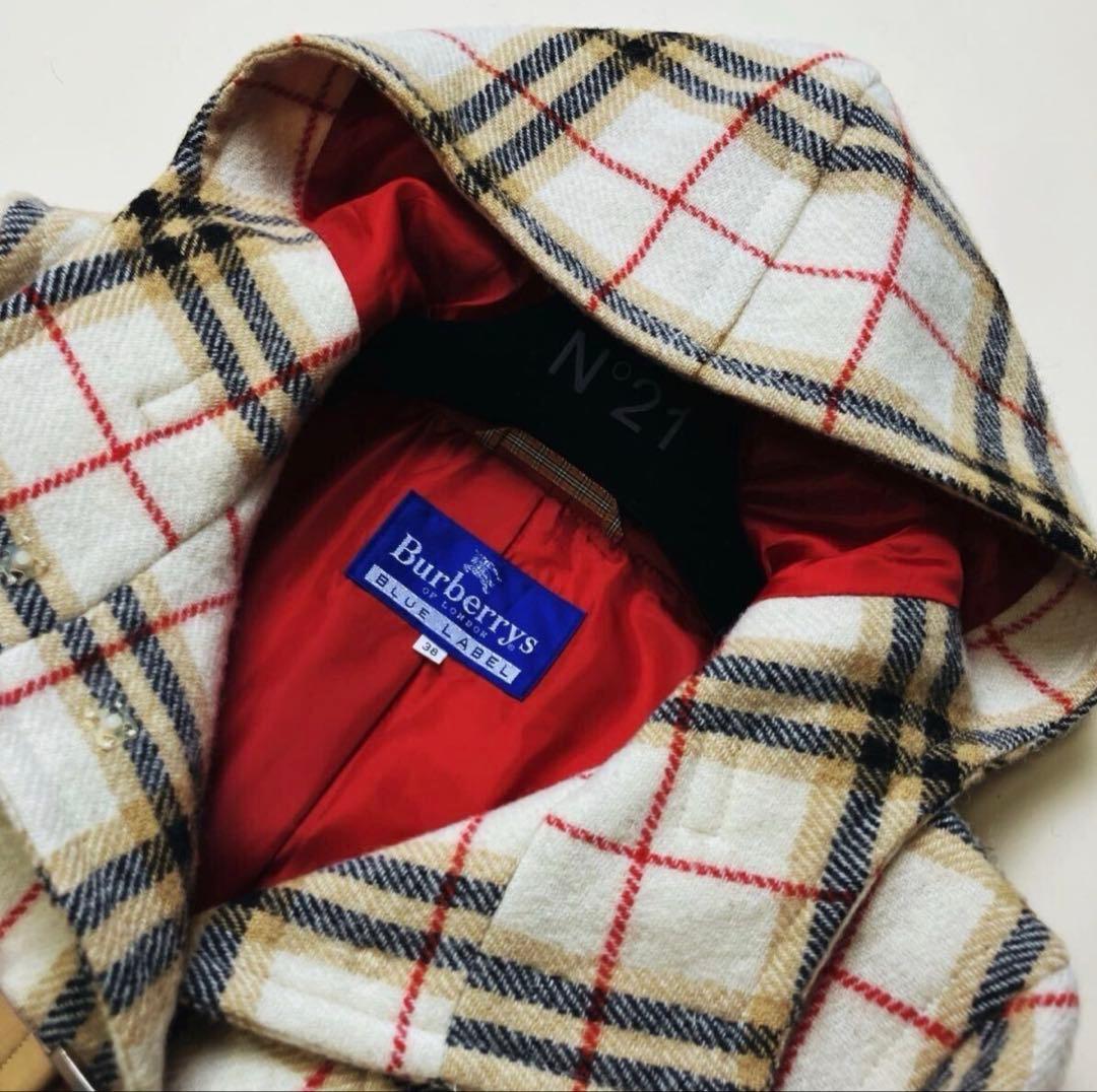 Burberry チェック柄 フード付き ダッフルコート ロングコート