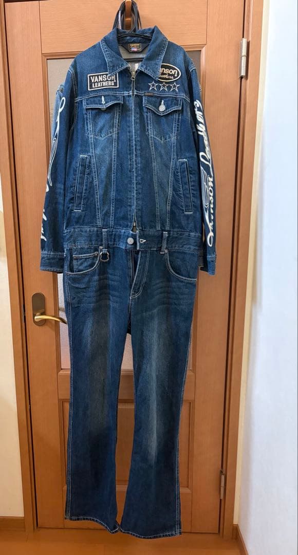 VANSONデニムつなぎ オールインワン VANSON（バンソン） 【再入荷】【当店別注】 ツナギ つなぎ フライング