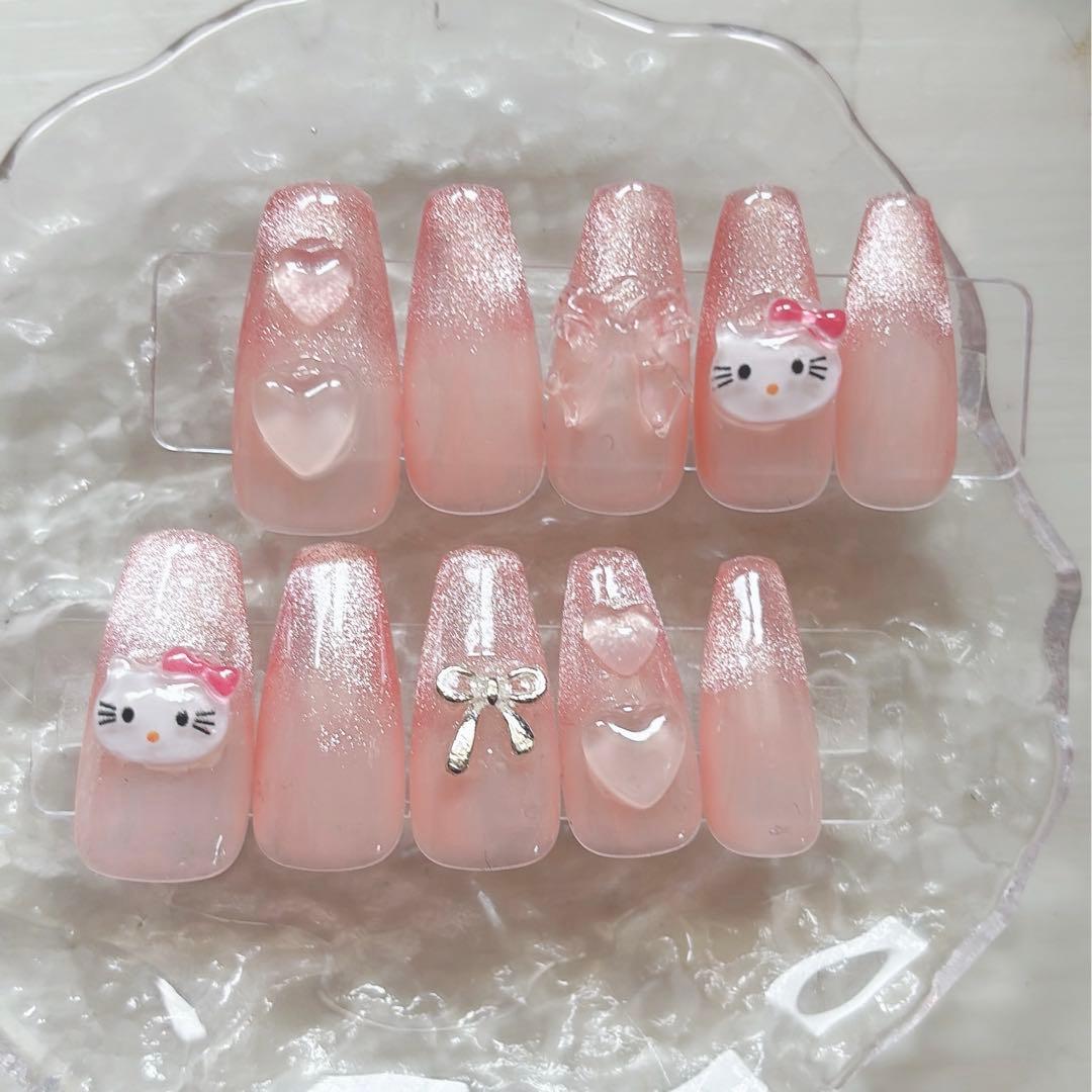 マグネットネイル ネイルチップ現品 キティちゃん ハローキティ - メルカリ