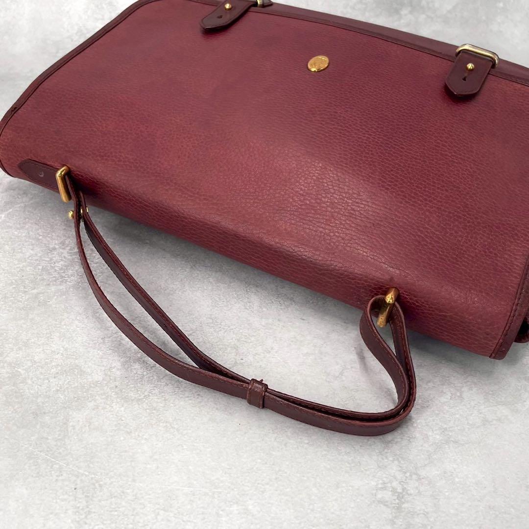 A4可】カルティエ ビジネスバッグ フラップ ボルドー ゴールド金具