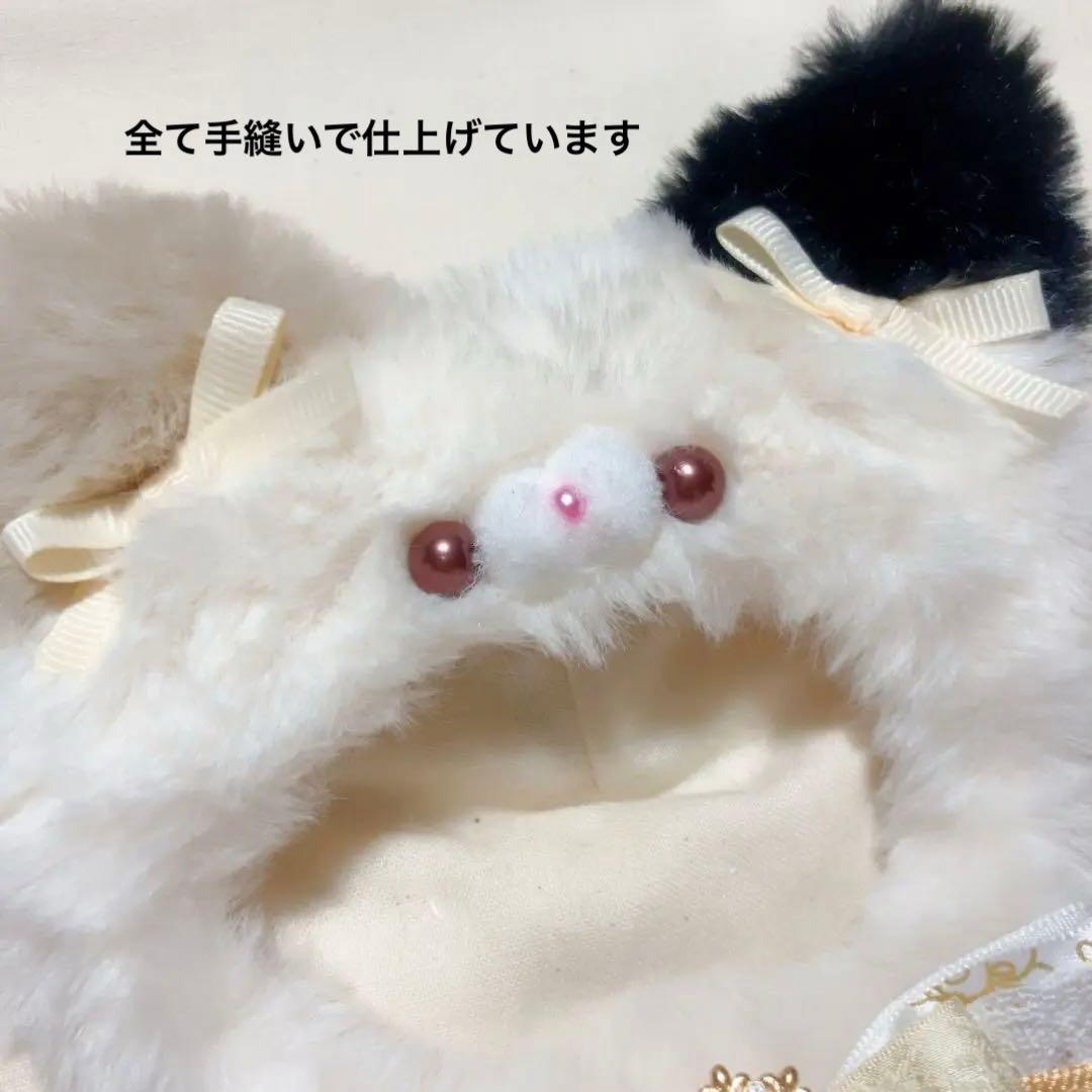 88】ぬい服 着ぐるみ 16cm ねこ 白 茶色ベージュ 裏地付き - メルカリ