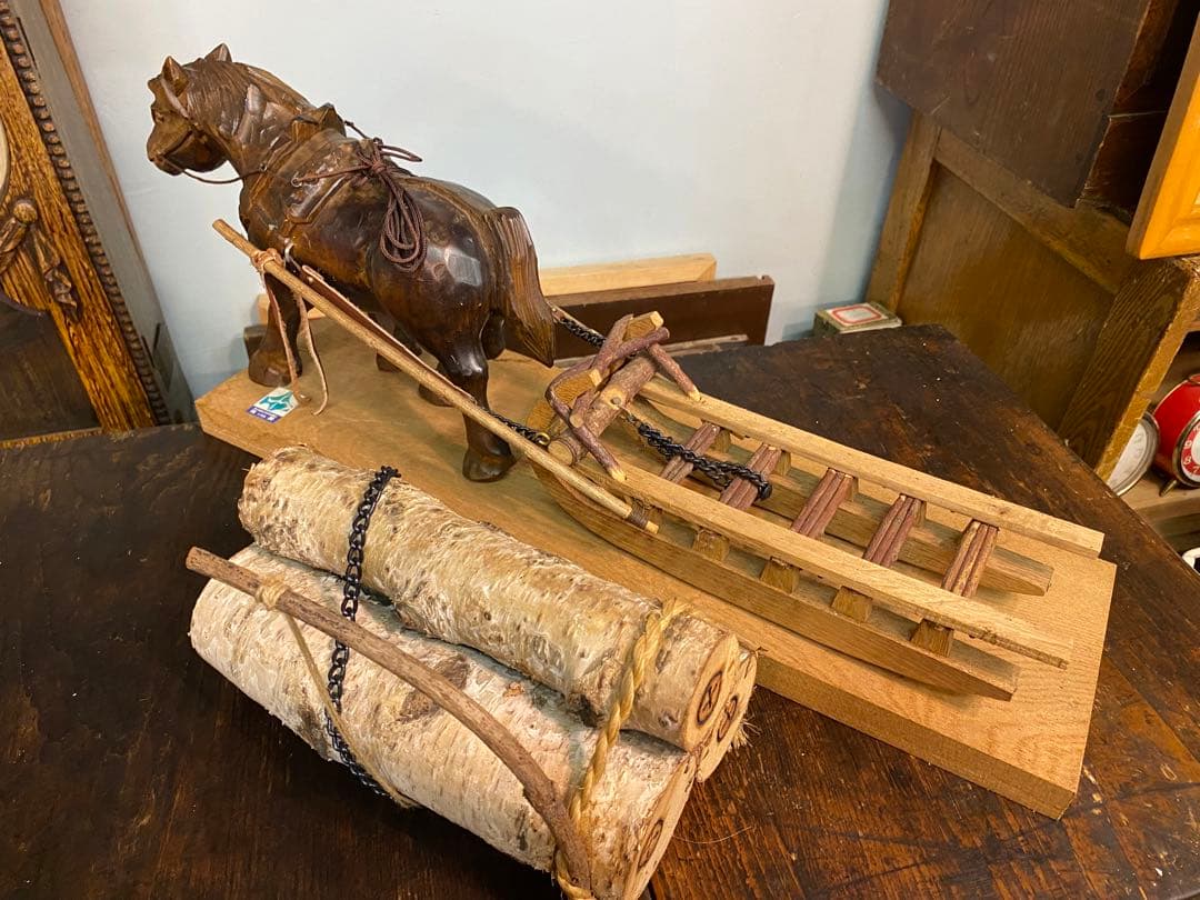 木彫り 馬そり①北海道開拓馬橇 優良工芸品特選 - メルカリ