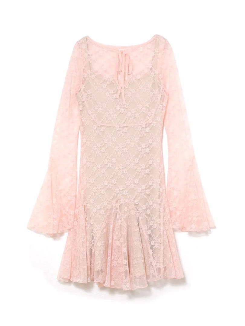 andmary Cereza lace mini dress pink