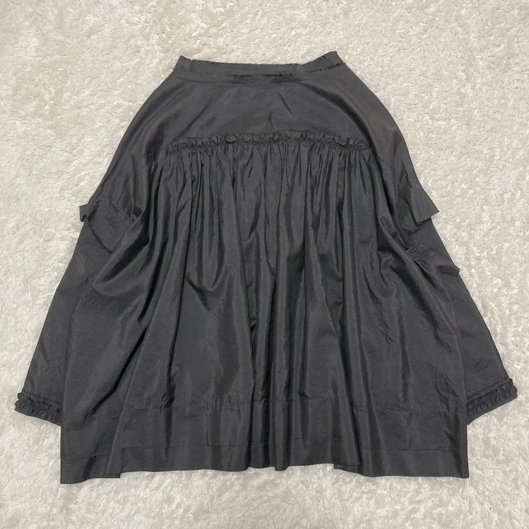 ミナペルホネン シルクギャザーブラウス vista 38 シルク100％ 黒