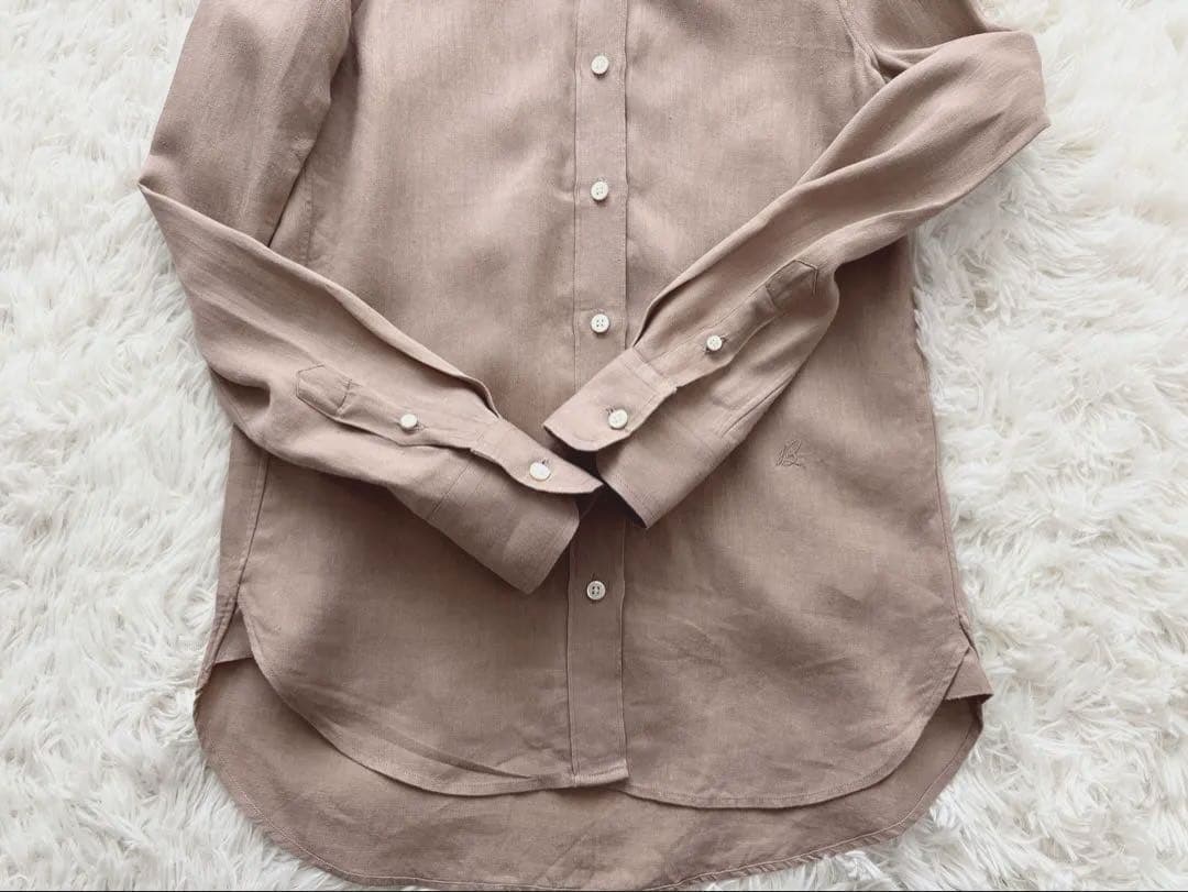 MADISONBLUE モカベージュ 名品 マダムシャツ 100%リネン 刺繍