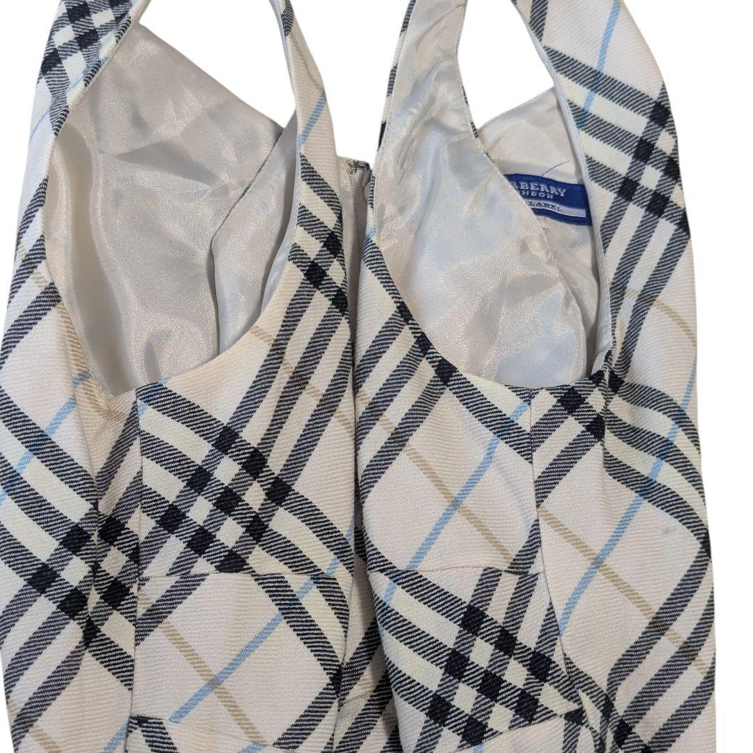 美品 バーバリーブルーレーベル ワンピース ノバチェック フリル 38