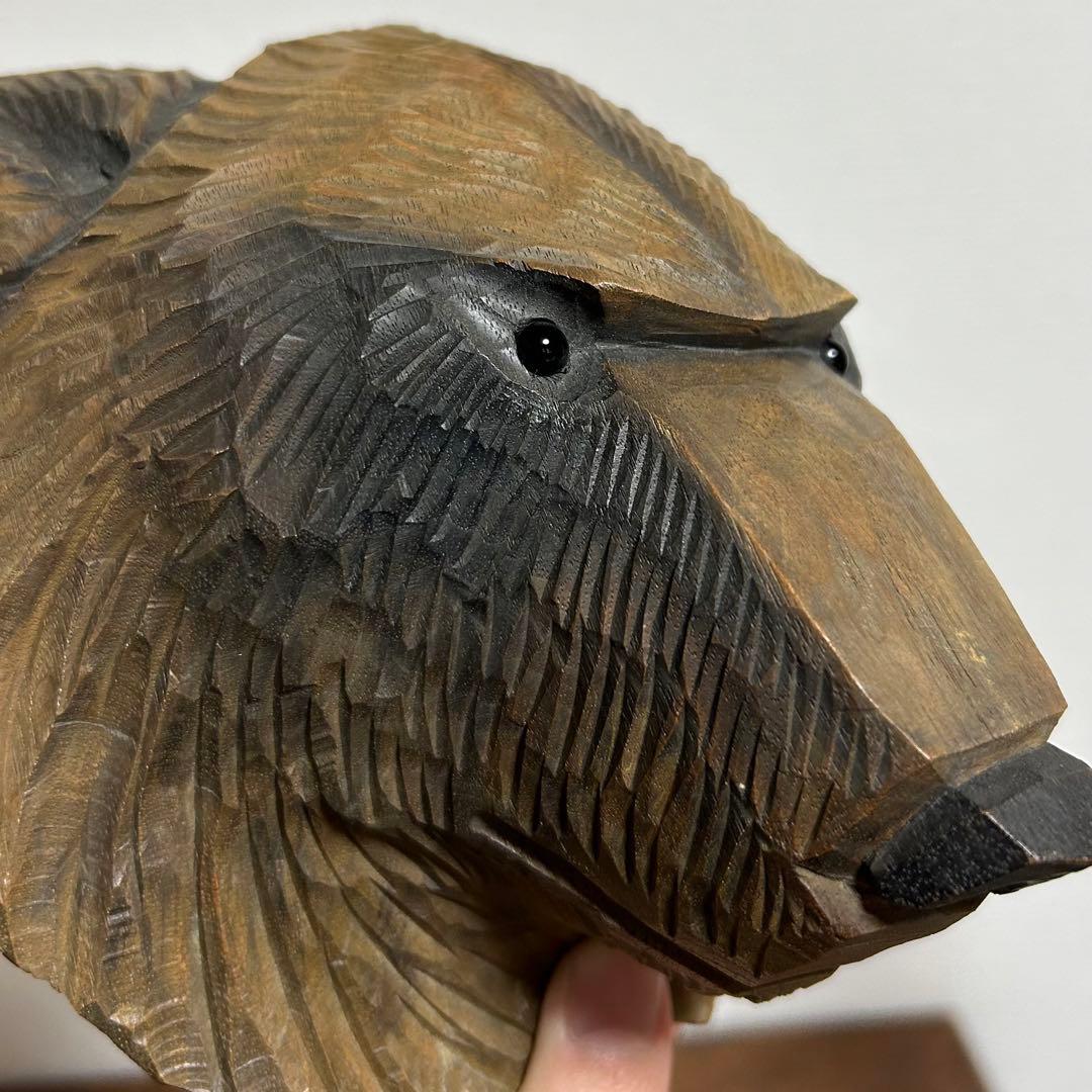 木歩 引間二郎 クマ 顔 マスク 木彫りの熊 やくも 八雲 在銘 北海道