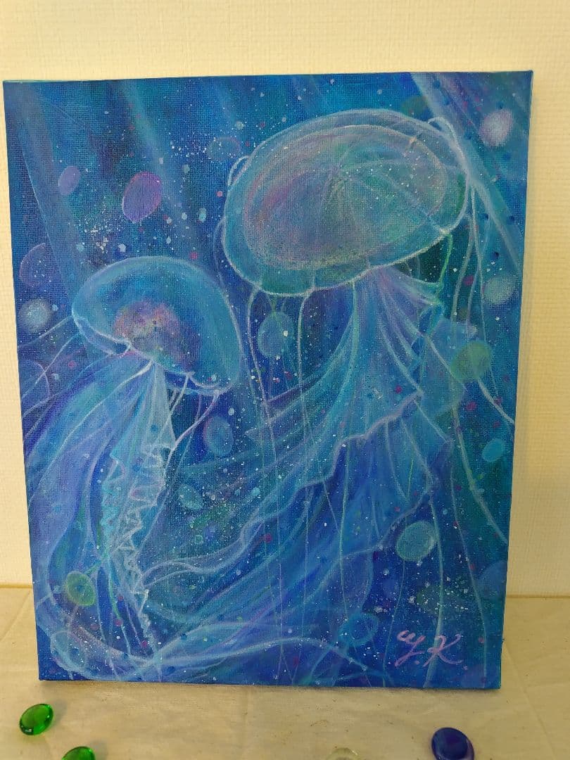 アクリル画『海月と光』F3サイズ アート 原画 くらげ クラゲ - メルカリ