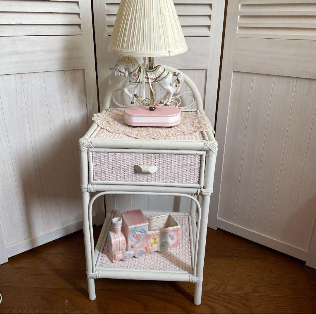 ヴィンテージ ウィッカー　ラタン　籐　サイドテーブル　棚 楽天市場】籐 サイドテーブル 幅50cm マガジンラック付 天然木