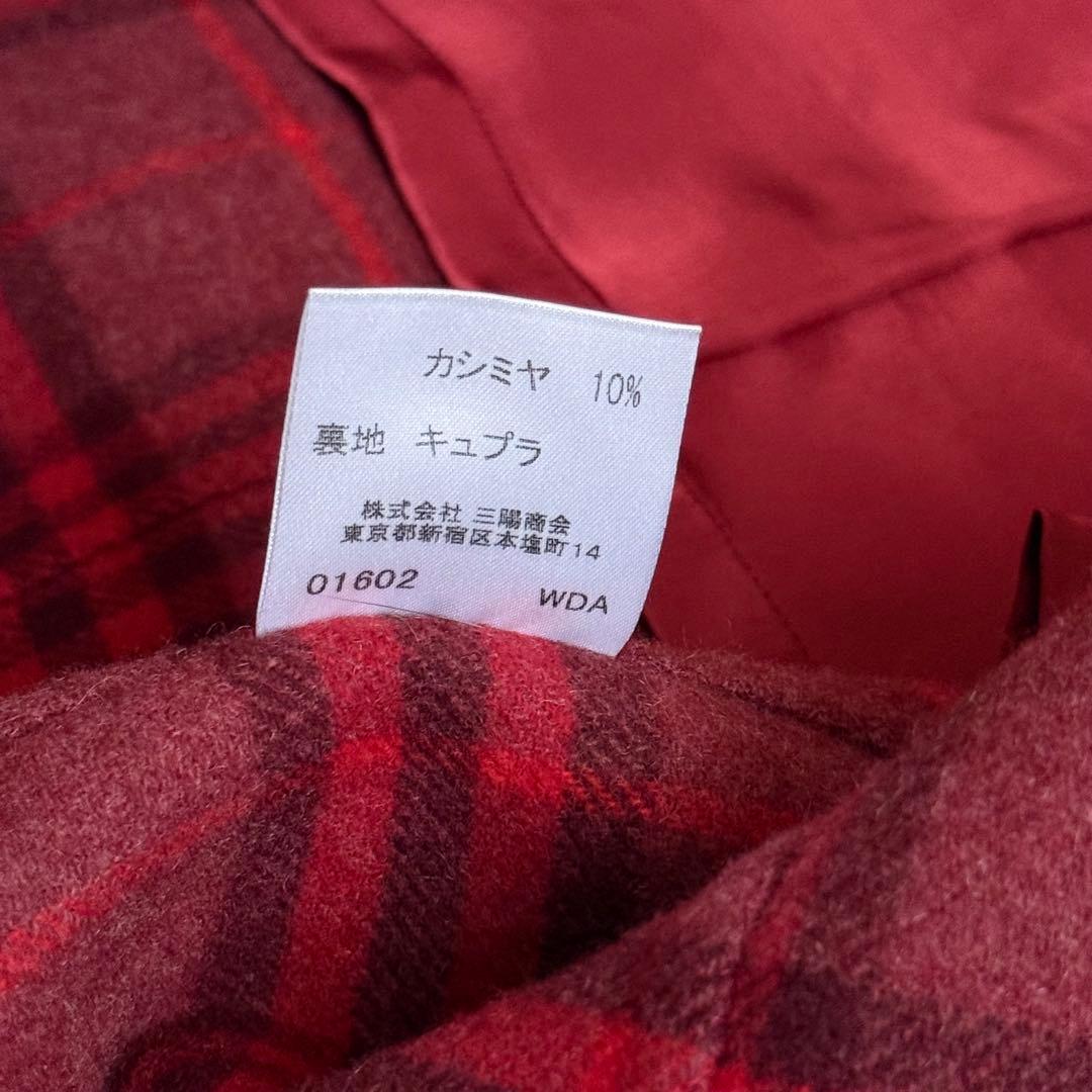 極美品】バーバリーロンドン ピーコート ダブルフェイス カシミア混 レッド