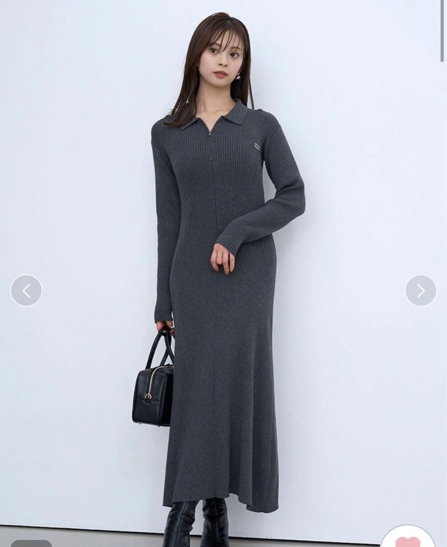 SNIDEL LACOSTE スキッパーリブニットワンピース - メルカリ