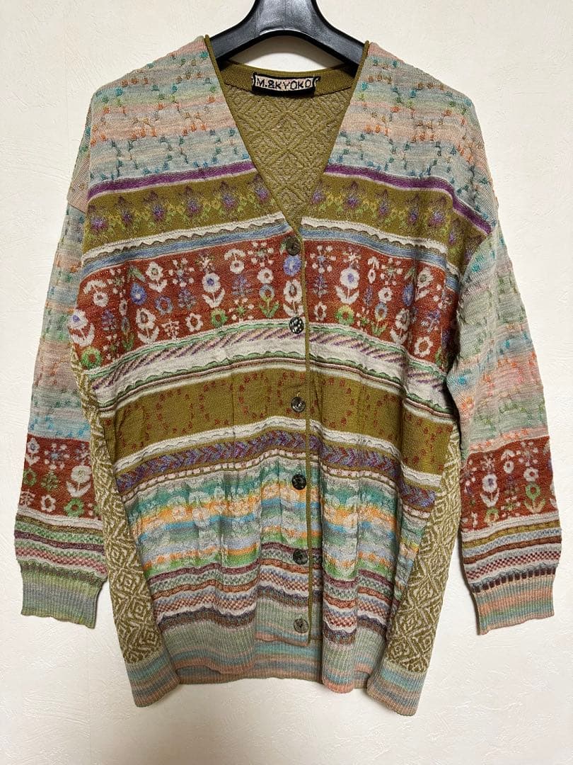 M.&KYOKO ニットカーディガン ジャカード柄
