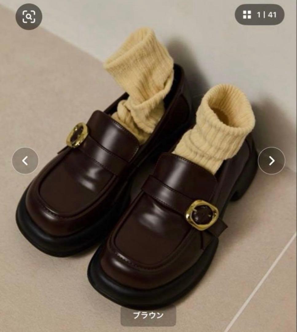 OLUN ニュアンスバックルローファー　Sサイズ　ブラウン OLUN ローファー nuance buckle loafer/ニュアンスバックルローファー