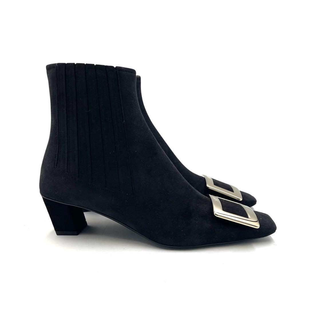 《未使用品》ロジェヴィヴィエ サイドジップブーツ スエード 黒系 36 1/2