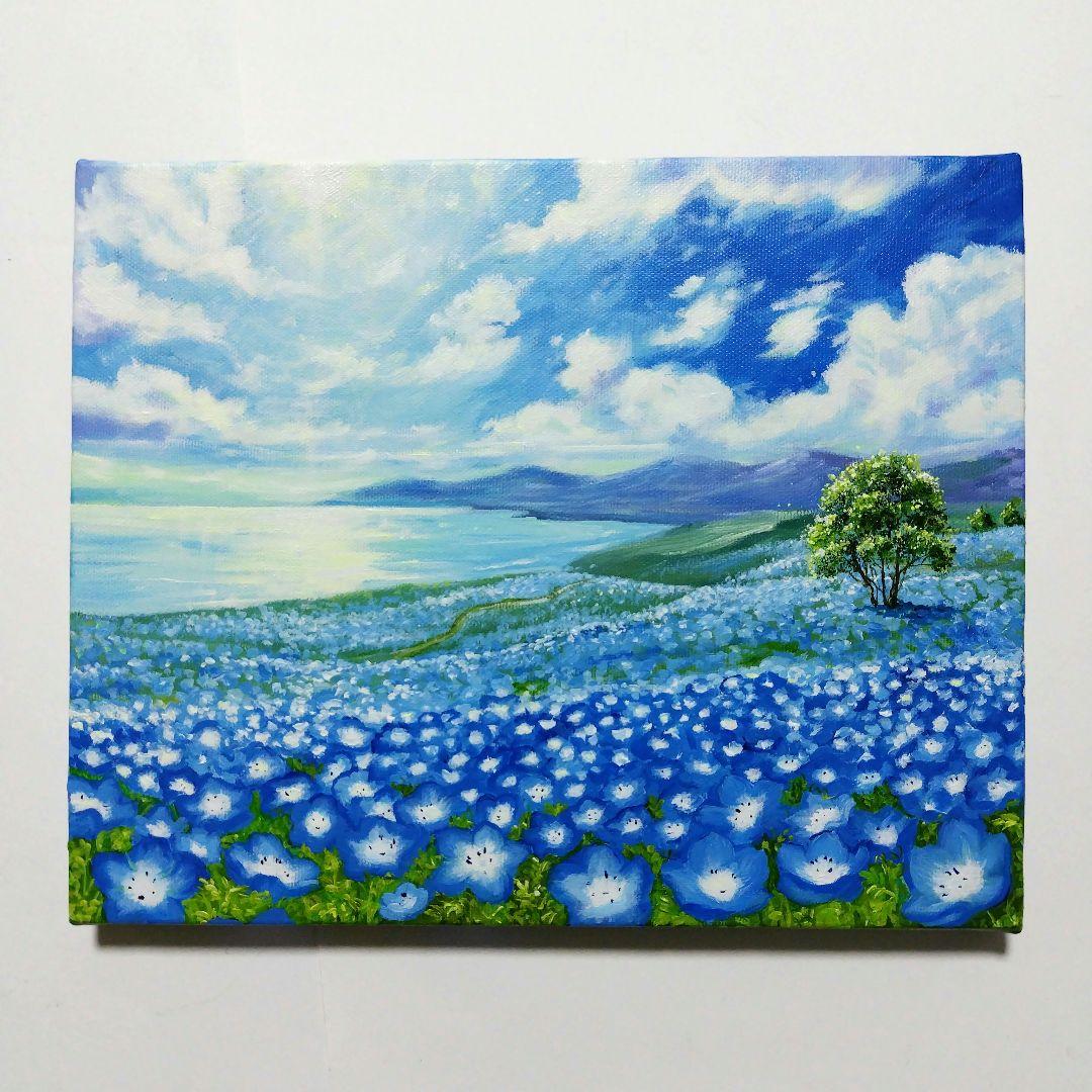 ネモフィラ】アクリル画 F3 風景画 絵画 原画 - メルカリ