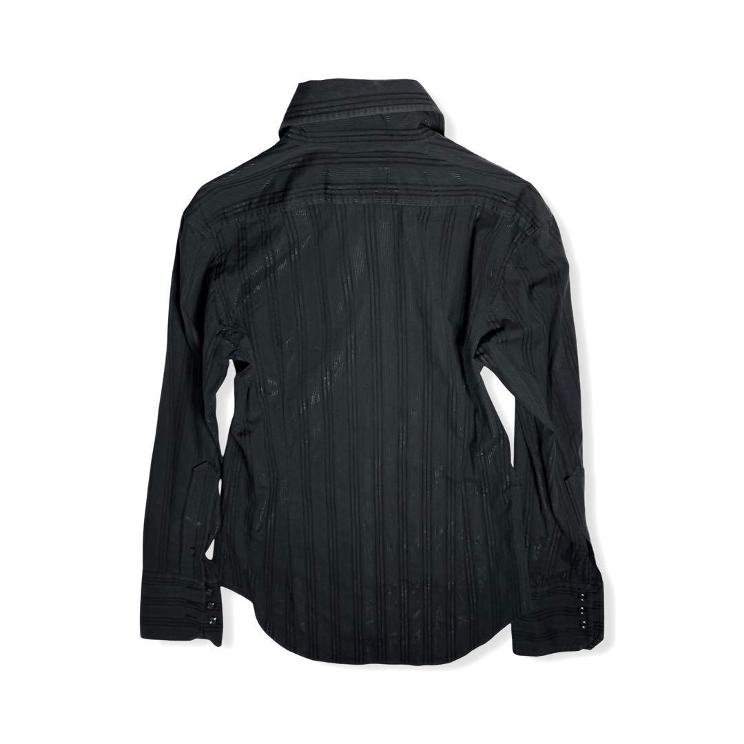 TORNADO MART｜ラメ糸ストライプ フラワー刺繍シャツLトルネードマート