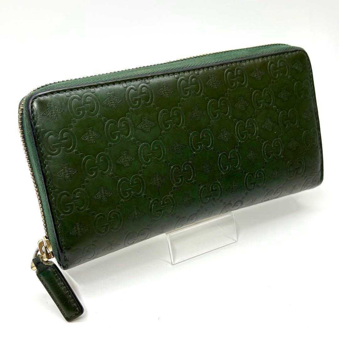 GUCCI グッチ　長財布　ラウンドファスナー　GG アニマリエ　ビー GUCCI（グッチ） アニマリエ ラウンドファスナー 長財布 ビー レザー