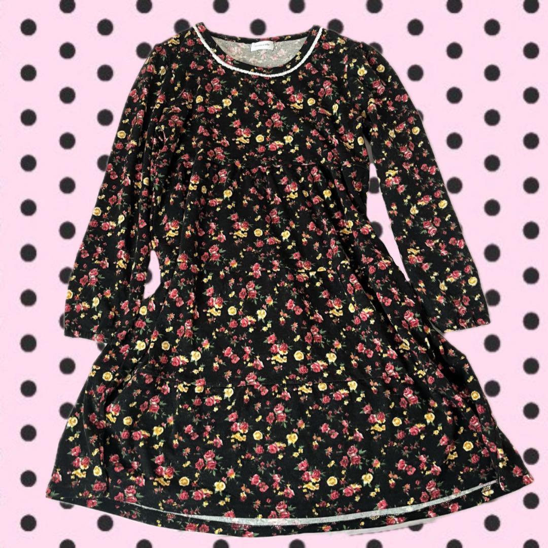 平成森ガールcoquetteフェアリーグランジ花柄ワンピース姫チュニック