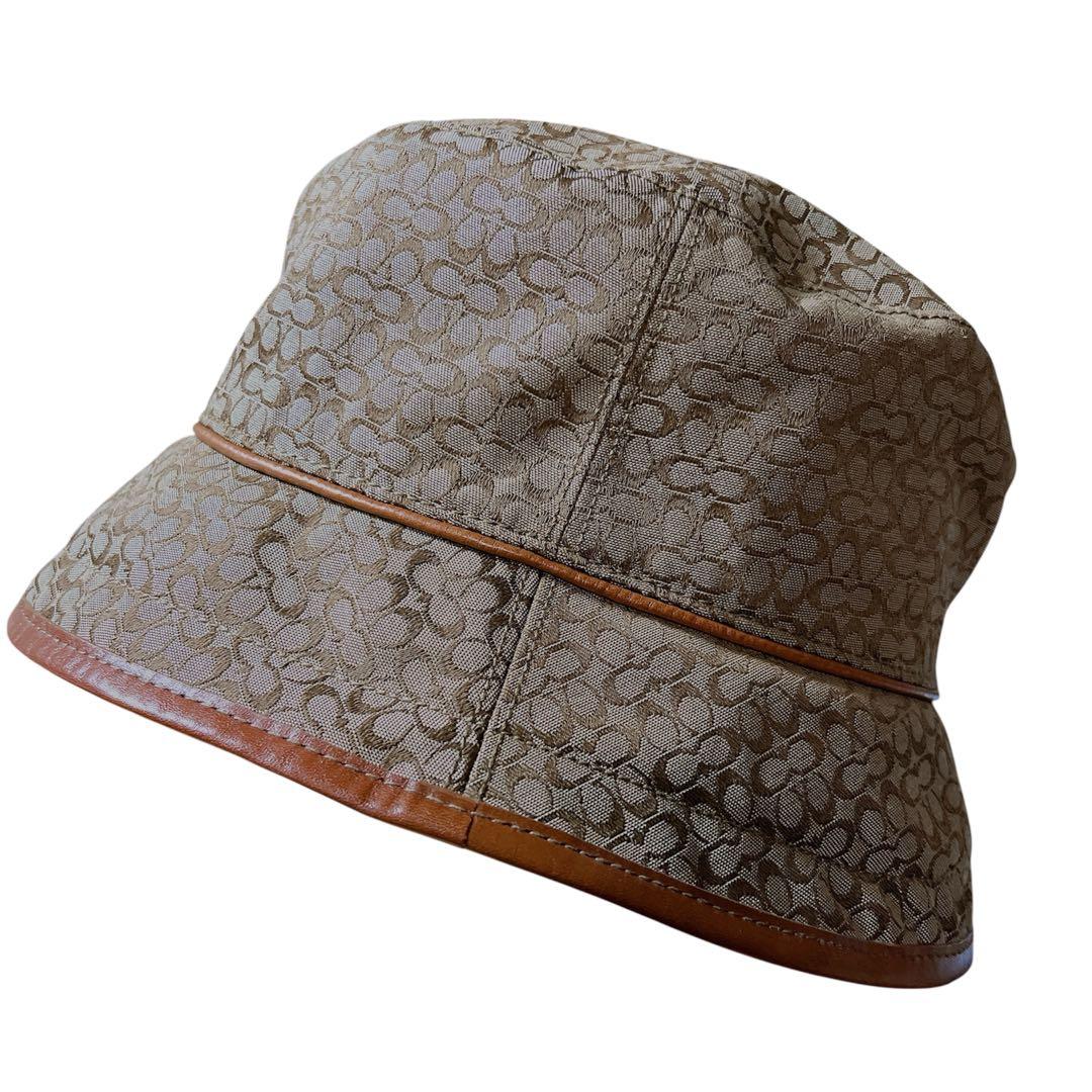 美品】COACH コーチ シグニチャー柄 バケットハット M/L - メルカリ