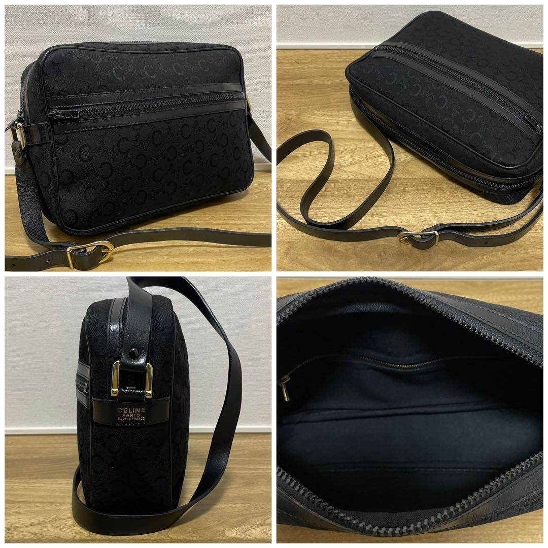 《美品》CELINE（セリーヌ）キャンパス×レザー ショルダーバッグ ブラック