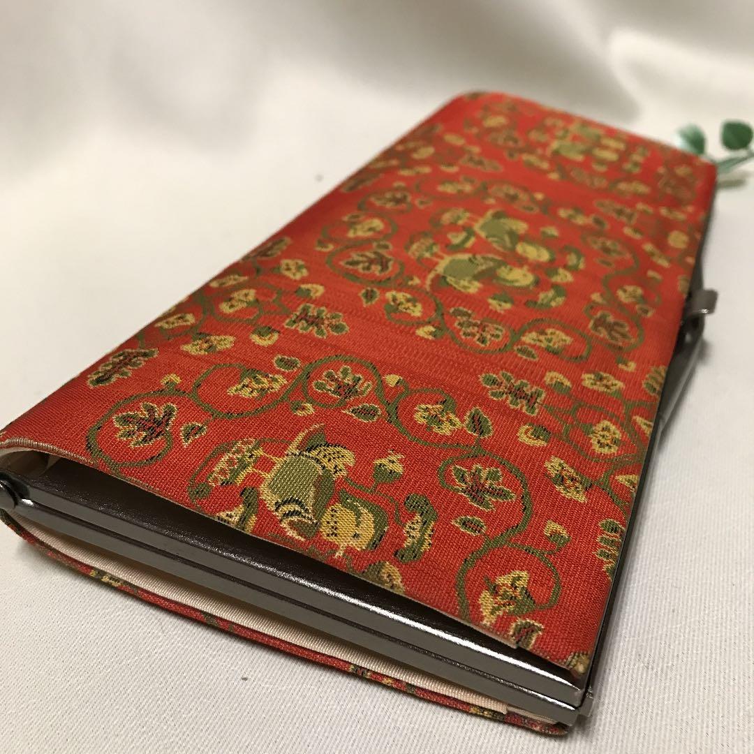未使用 京都 龍村美術織物 クラッチバッグ 赤地おしどり唐草文錦 織物