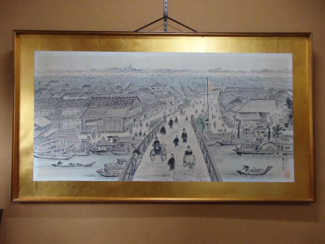 逸品 高橋五仙子『萬代橋』思い出の新潟百景　貴重　紙本　 直筆本物保証 扁額 あなただけに贈る 手紙 と 風景印 ポストカード セット [高橋紀子