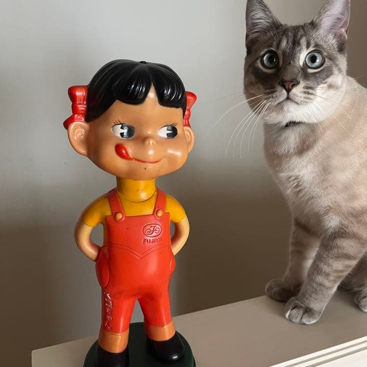 不二家 ペコちゃん首振り人形 昭和レトロ ソフトビニール製 1980〜1985