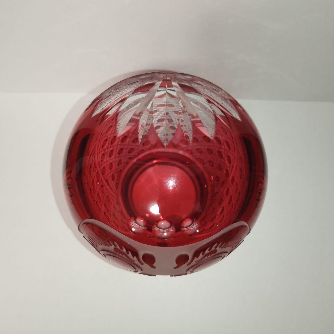 希少美品】カガミクリスタル 祝だるま(大) 金赤 江戸切子 達磨 ダルマ