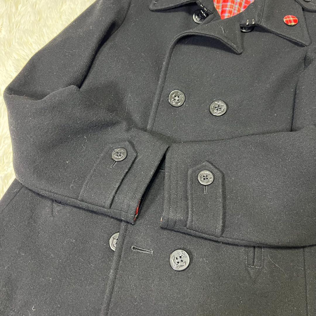 大きめ 美品✨️フレッドペリー Pコート 裏地 総柄 チェック XLダーク